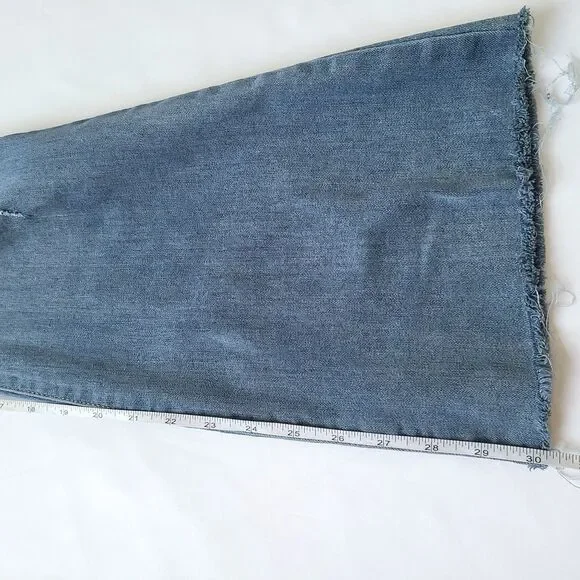 Sincerely Jules Women Junior 3/26 Jeans Blue Distressed Raw Hem Flare Grunge Y2K - Picture 12 of 13